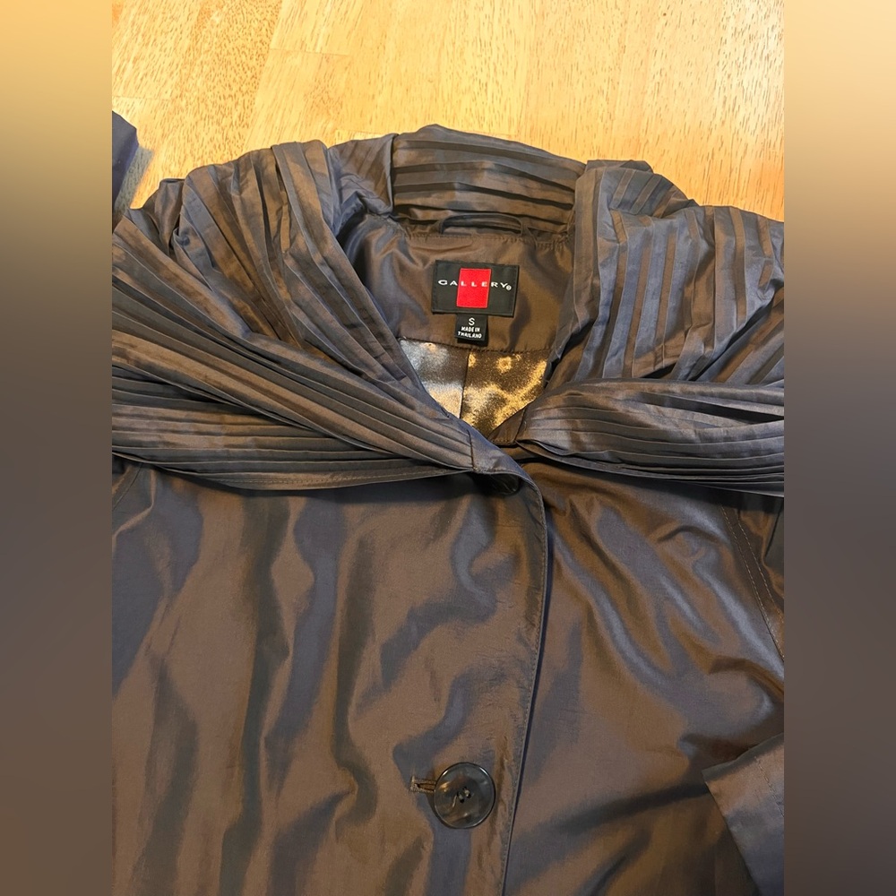 Gallery Convertible Shawl Collar Hooded Raincoat Women’s Brown A-Line Trench S - Picture 3 of 15